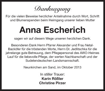 Traueranzeige von Anna Escherich von Pegnitz-Zeitung
